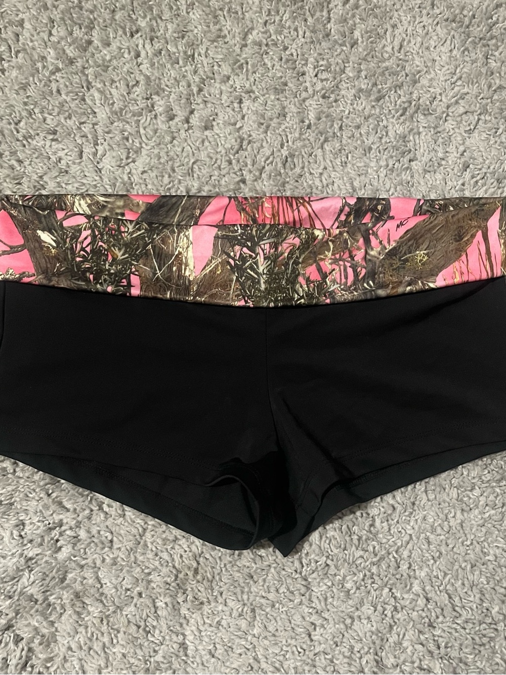 Y2K 2000s Shore Trendz Pink Camo Fold Over Mini Shorts